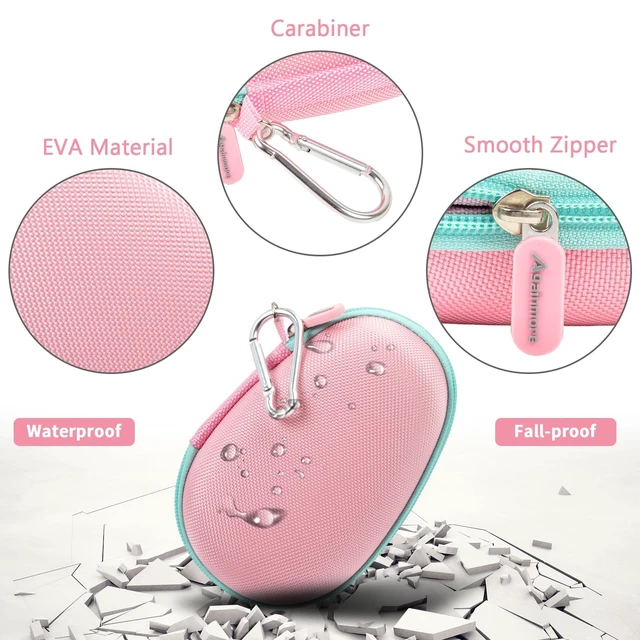 Alt view image 3 of 7 - Carrying Case for JBL Clip 5 and for JBL Clip 4 Speaker Shock-Absorbing Shell, Mesh Pocket, Carabiner and Wrist Strap Keep Speaker Gear Protected and Ready to Go, Pink, Case Only