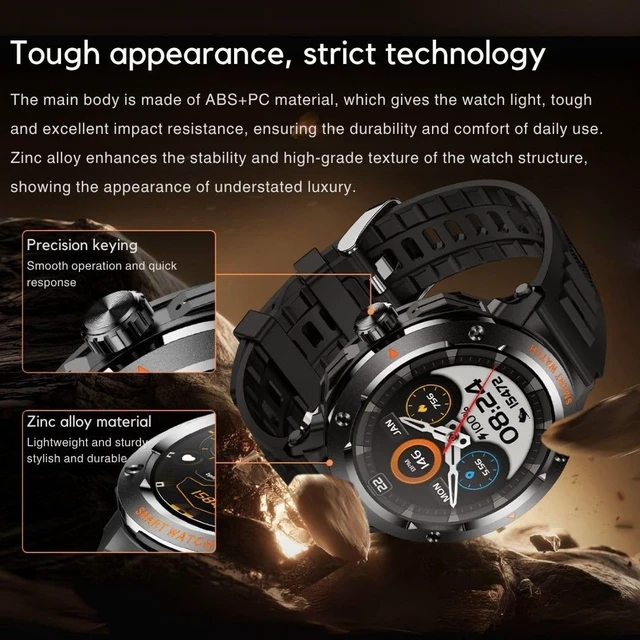 Alt view image 2 of 7 - 2-in-1 Smartwatch with Earbuds - Zinc Alloy Bezel, 1.46" Round Display, Bluetooth Call Function, Music Playback, NFC, Multiple Sports Modes, Fitness Tracking, Compatible with iPhone Android Smartphone