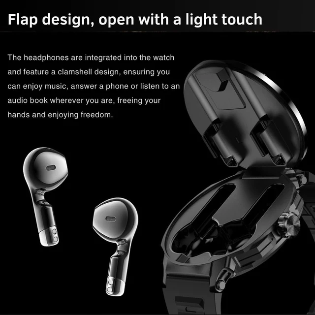 Alt view image 3 of 7 - 2-in-1 Smartwatch with Earbuds - Zinc Alloy Bezel, 1.46" Round Display, Bluetooth Call Function, Music Playback, NFC, Multiple Sports Modes, Fitness Tracking, Compatible with iPhone Android Smartphone