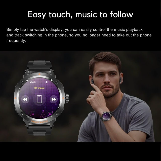 Alt view image 6 of 7 - 2-in-1 Smartwatch with Earbuds - Zinc Alloy Bezel, 1.46" Round Display, Bluetooth Call Function, Music Playback, NFC, Multiple Sports Modes, Fitness Tracking, Compatible with iPhone Android Smartphone