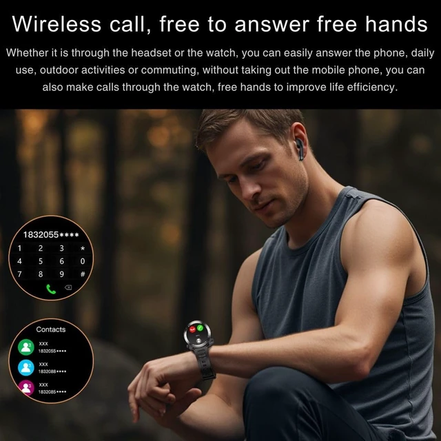 Alt view image 5 of 7 - 2-in-1 Smartwatch with Earbuds - Zinc Alloy Bezel, 1.46" Round Display, Bluetooth Call Function, Music Playback, NFC, Multiple Sports Modes, Fitness Tracking, Compatible with iPhone Android Smartphone