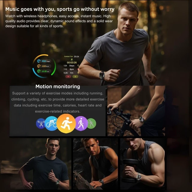 Alt view image 7 of 7 - 2-in-1 Smartwatch with Earbuds - Zinc Alloy Bezel, 1.46" Round Display, Bluetooth Call Function, Music Playback, NFC, Multiple Sports Modes, Fitness Tracking, Compatible with iPhone Android Smartphone