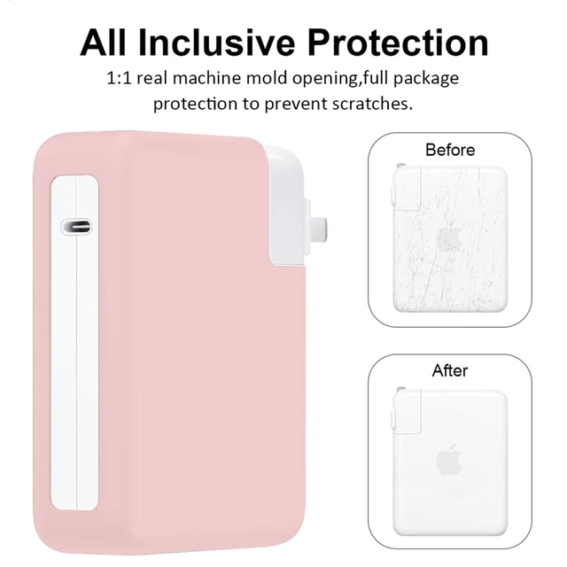 Alt view image 5 of 7 - 140W Soft Silicone Charger Protector Case Cover for MacBook Pro 16 inch 2026-2021 A2485 A2780 A2991 A3186 A3403 A3428 A3429 M5 M4 M3 M2 M1 Pro/Max Chip, 140W Power Adapter Cover, Baby Pink