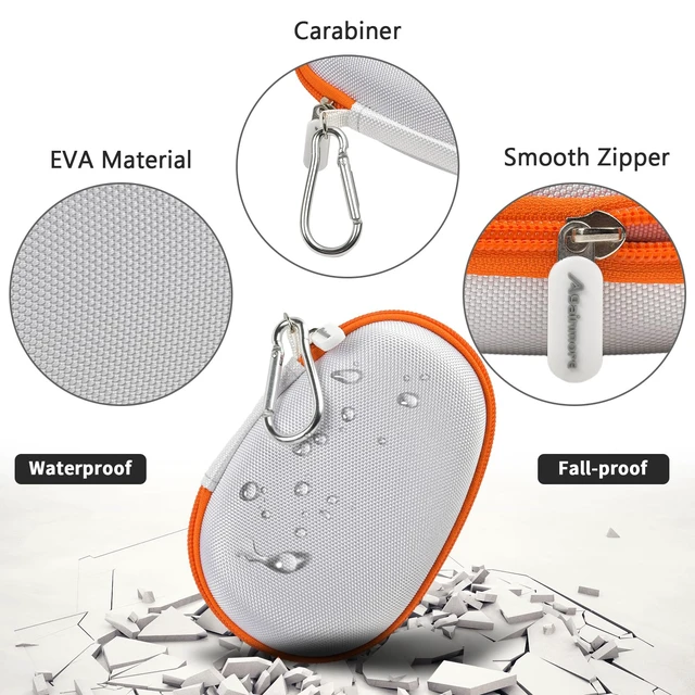 Alt view image 3 of 7 - Carrying Case for JBL Clip 5 and for JBL Clip 4 Speaker Shock-Absorbing Shell, Mesh Pocket, Carabiner and Wrist Strap Keep Speaker Gear Protected and Ready to Go, White, Case Only