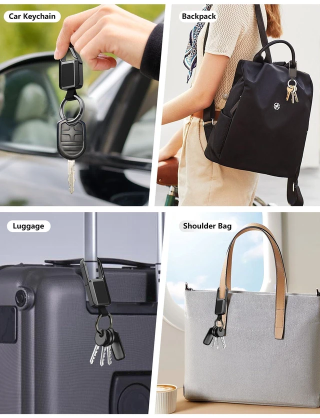 Alt view image 7 of 7 - Keychain Tracker Works with Apple Find My (iOS Only) Key Chain Tracker Tag Heavy Duty Car Keychain for Men, llaveros para hombres Carabiner Key Chain Anti-Lost Key Finder