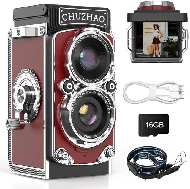 Main image of CHUZHAO Digital Camera Retro Portable Mini Vintage Camera Digital TLR Vintage Old Style Camera with 12MP Photos 1080P FHD Video Auto Focus (Red)