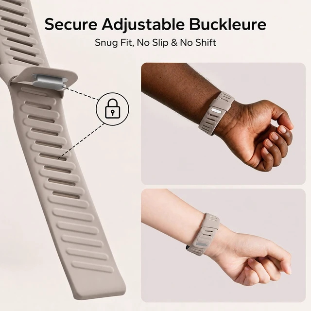 Alt view image 4 of 7 - Skin-Friendly Silicone Band Compatible with WHOOP 5.0/One/Peak/Life Breathable Waterproof Adjustable Strap for Men/Women 24/7 Comfort for Workouts, Commutes & Sleep