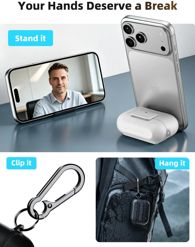 Alt view image 7 of 7 - for Airpods Pro 3 Case Cover with Lock, IP68 Waterproof - Black Secure Locking Latch, Compatible with MagSafe, Pocket-Friendly, Heavy Duty Protection, One-Step Access, Zinc Alloy Carabiner