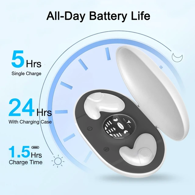 Alt view image 4 of 7 - Invisible Sleep Wireless Earphone, Sleeping Earbuds for Side Sleepers Built-in Mic, Earbuds for Sleeping with Type-C Fast Charging Case (White)
