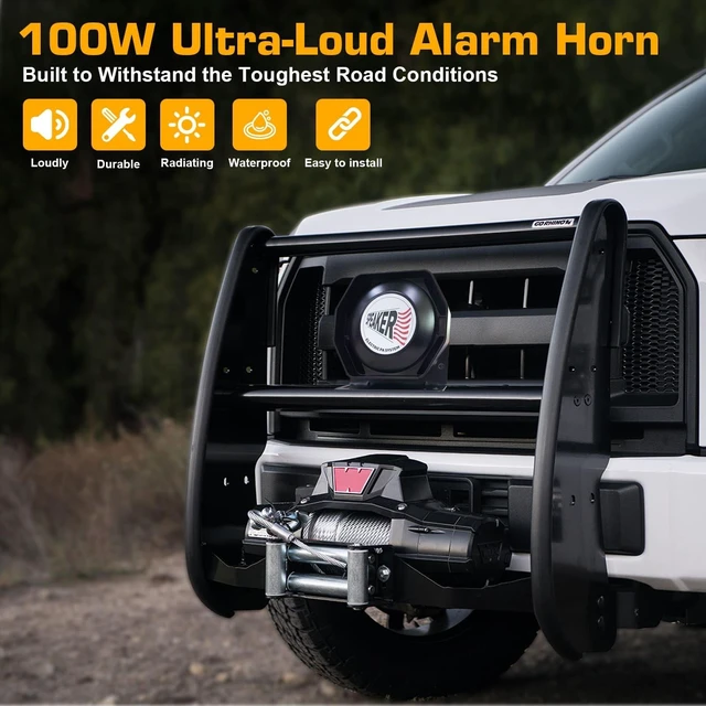 Alt view image 2 of 7 - 100W Ultra-Slim Siren Speaker, 8 Ohm 108-134dB PA Horn for Emergency Vehicles, IP66 Waterproof Aluminum Loudspeaker Compatible with 100-200W Siren Systems for Police Fire Ambulance Trucks