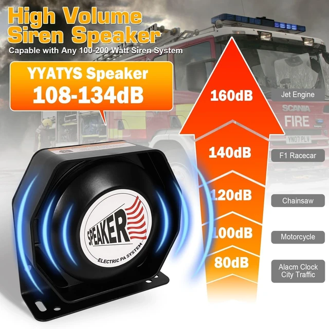 Alt view image 3 of 7 - 100W Ultra-Slim Siren Speaker, 8 Ohm 108-134dB PA Horn for Emergency Vehicles, IP66 Waterproof Aluminum Loudspeaker Compatible with 100-200W Siren Systems for Police Fire Ambulance Trucks