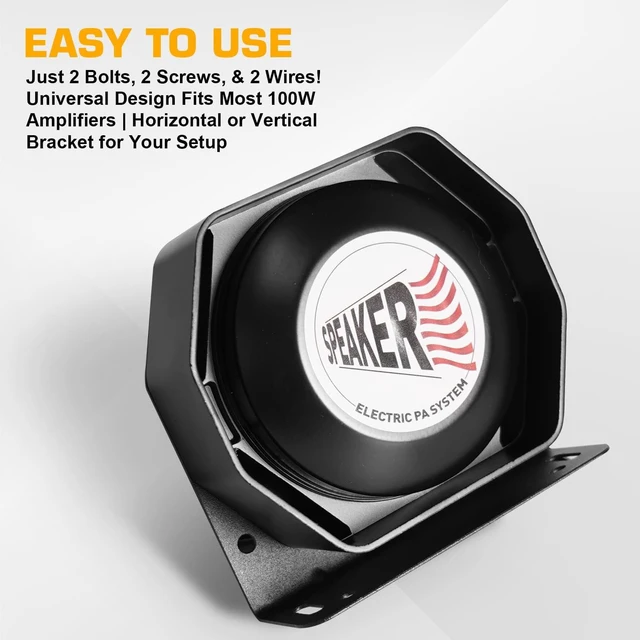 Alt view image 4 of 7 - 100W Ultra-Slim Siren Speaker, 8 Ohm 108-134dB PA Horn for Emergency Vehicles, IP66 Waterproof Aluminum Loudspeaker Compatible with 100-200W Siren Systems for Police Fire Ambulance Trucks