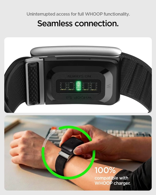 Alt view image 7 of 7 - for WHOOP 5.0 Band Breathable Nylon Replacement Wristband with Secure Fit for Fitness & Training, Black