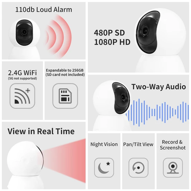 Alt view image 3 of 7 - Door Window Alarm Indoor Camera Motion Sensor Remote Home Security Systems Apartment Security Camera, 110dB Alarm and Silent Dual-Mode, 2.4G WiFi Inside Wireless Camera, Linked Alarm for Home Business