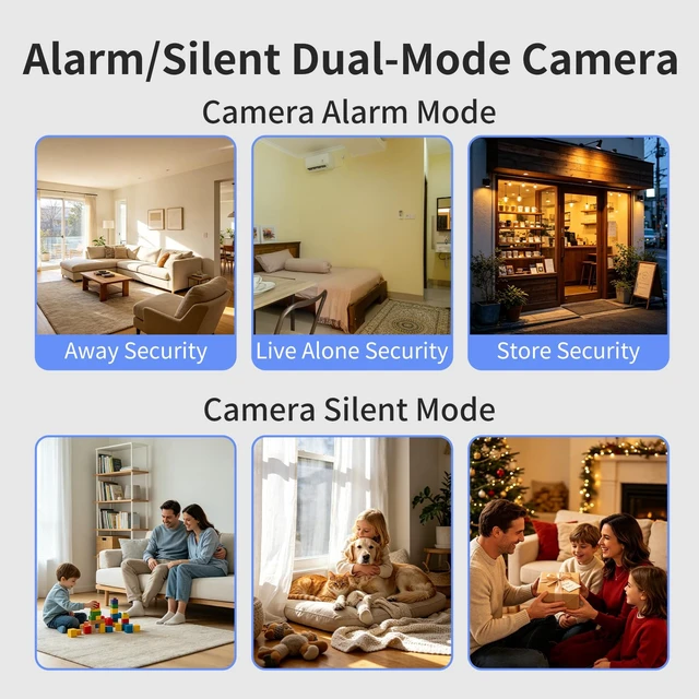 Alt view image 5 of 7 - Door Window Alarm Indoor Camera Motion Sensor Remote Home Security Systems Apartment Security Camera, 110dB Alarm and Silent Dual-Mode, 2.4G WiFi Inside Wireless Camera, Linked Alarm for Home Business