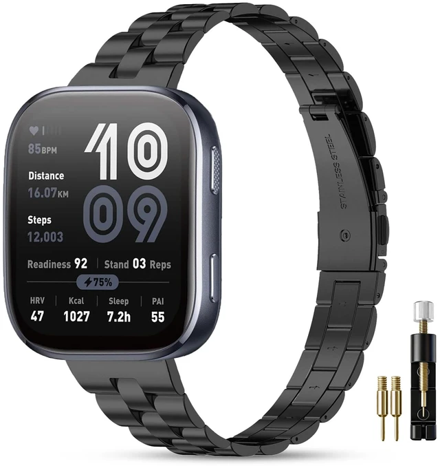 Main image of 22mm Stainless Steel Watch Band Compatible with Amazfit Bip 6/Bip 5,Metal Watch Bands for Bip 5 unity/Active Max/Balance 2/Balance/Cheetah/GTR 4/GTR 3 Pro/GTR 3/GTR 2/GTR 2e/GTR 47mm Men Women