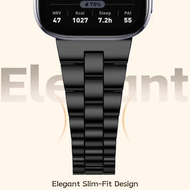 Alt view image 2 of 7 - 22mm Stainless Steel Watch Band Compatible with Amazfit Bip 6/Bip 5,Metal Watch Bands for Bip 5 unity/Active Max/Balance 2/Balance/Cheetah/GTR 4/GTR 3 Pro/GTR 3/GTR 2/GTR 2e/GTR 47mm Men Women