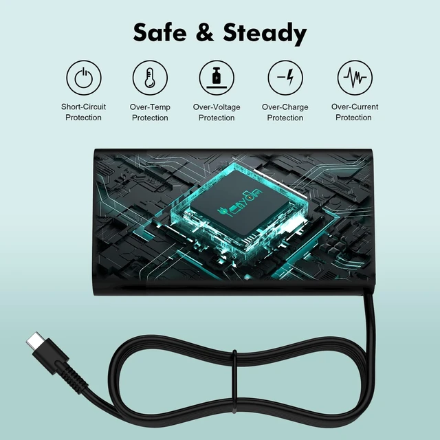 Alt view image 5 of 7 - New Slim HP 65W USB C Laptop Charger Replacement for HP Spectre x360, Envy, Chromebook, Elitebook x360, Pavilion, Elite x2 Travel Computer Type C AC Adapter Power Cord Braided
