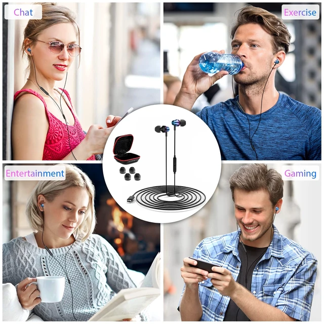 Alt view image 7 of 7 - USB C Headphone Wired Earbuds for Samsung S26 Ultra S25 FE S23 A17 A16 A36 Z Fold 8 In-Ear Noise Isolation Type C Earphone with Microphone for iPad for iPhone 18 Pro Max 17 17e 16e 16 15 Pixel 9a 10a
