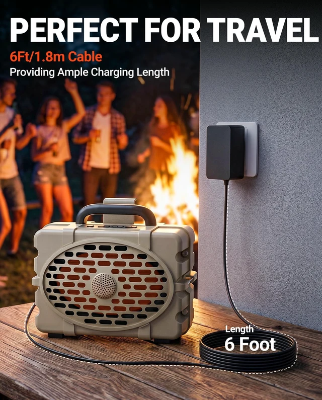 Alt view image 3 of 7 - 15V 3A Charger for Turtlebox Gen 3 & Gen 2 Speaker, ETL Listed 6Ft Power Cord Replacement Adapter Compatible with Turtle box Gen 3, Gen 2 Portable Outdoor Bluetooth Speaker