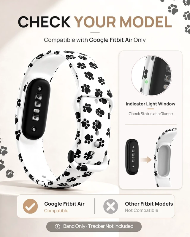 Alt view image 2 of 7 - Printed Silicone Band Compatible with Google Fitbit Air Band for Women Soft Adjustable Replacement Wristband, Cute Floral Leopard Paw Butterfly Pattern Waterproof Strap for Fit bit Air, Daily Wear