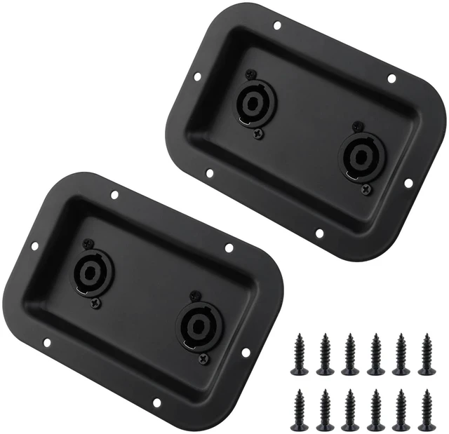 Main image of Speaker Jack Plate Audio Dual Speakon Plates 5.35"x3.5", 2PCS Iron Construction, Screws Included, for Guitar Speaker Cabinets, Easy Mount