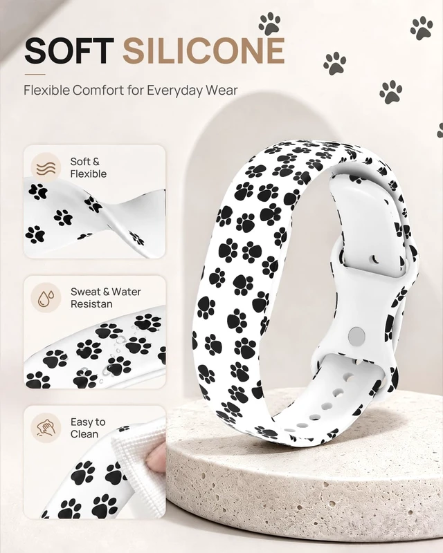Alt view image 4 of 7 - Printed Silicone Band Compatible with Google Fitbit Air Band for Women Soft Adjustable Replacement Wristband, Cute Floral Leopard Paw Butterfly Pattern Waterproof Strap for Fit bit Air, Daily Wear