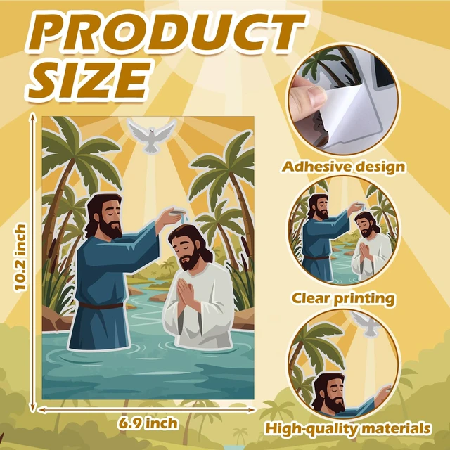 Alt view image 2 of 6 - 96 Pcs/48 Set Baptism of Jesus Crafts Kit Jesus Sticker Scene Jesus Baptism Craft for Back to School Classroom DIY Project Christian Sunday School Church Party Activities Gifts