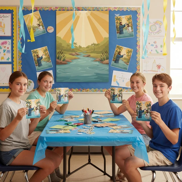 Alt view image 6 of 6 - 96 Pcs/48 Set Baptism of Jesus Crafts Kit Jesus Sticker Scene Jesus Baptism Craft for Back to School Classroom DIY Project Christian Sunday School Church Party Activities Gifts