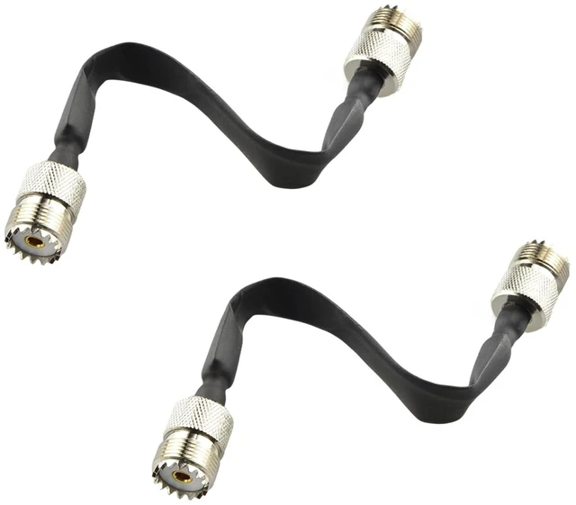 Main image of 6Inch UHF Female SO-239 to UHF Female SO239 Flat Coaxial Cable for Window/Door Pass Through 50 Ohm Black Coax Pigtail for Ham Radio, CB Radio, Antenna Feed