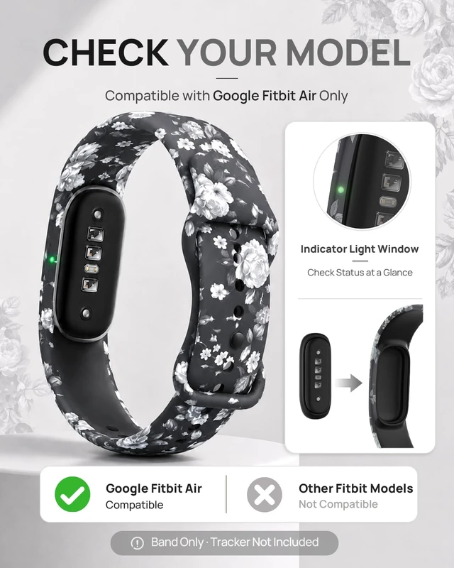 Alt view image 2 of 7 - Printed Silicone Band Compatible with Google Fitbit Air Band for Women Soft Adjustable Replacement Wristband, Cute Floral Leopard Paw Butterfly Pattern Waterproof Strap for Fit bit Air, Daily Wear