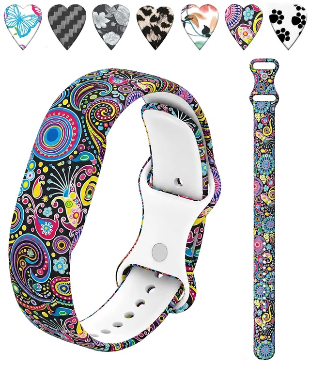 Main image of Printed Silicone Band Compatible with Google Fitbit Air Band for Women Soft Adjustable Replacement Wristband, Cute Floral Leopard Paw Butterfly Pattern Waterproof Strap for Fit bit Air, Daily Wear
