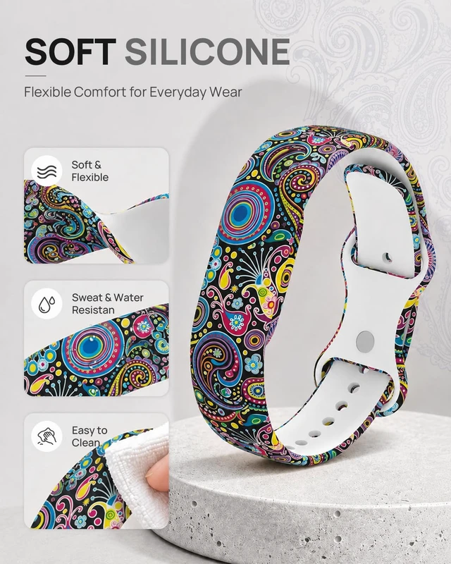 Alt view image 4 of 7 - Printed Silicone Band Compatible with Google Fitbit Air Band for Women Soft Adjustable Replacement Wristband, Cute Floral Leopard Paw Butterfly Pattern Waterproof Strap for Fit bit Air, Daily Wear