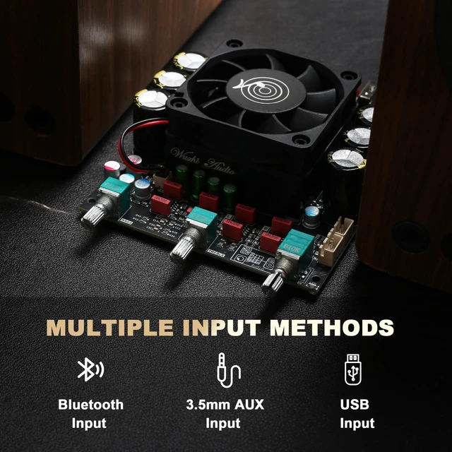 Alt view image 3 of 6 - ZK-3002T 300W+300W Bluetooth Digital Amplifier Board TPA3255 Chip 2.0 Channel with Bluetooth/3.5mm AUX Input/USB Input,with Treble and Bass Adjustment