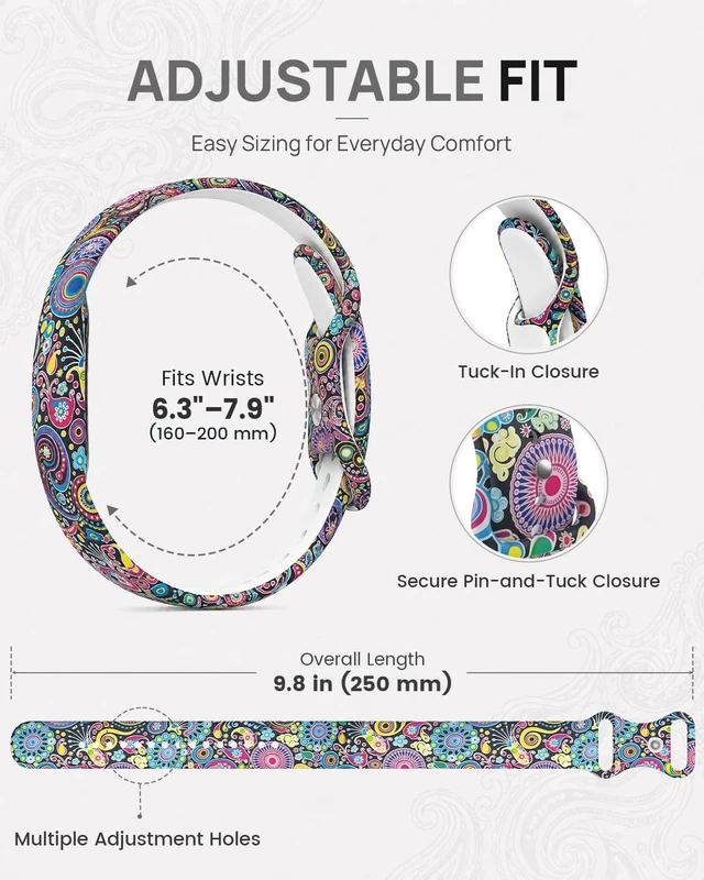 Alt view image 5 of 7 - Printed Silicone Band Compatible with Google Fitbit Air Band for Women Soft Adjustable Replacement Wristband, Cute Floral Leopard Paw Butterfly Pattern Waterproof Strap for Fit bit Air, Daily Wear