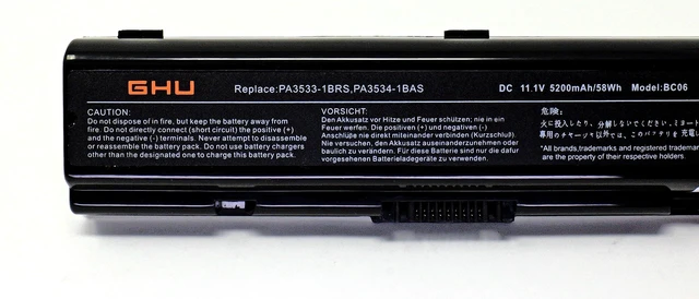 Alt view image 2 of 7 - PA3534U-1BRS Laptop Battery 58Wh Replacement for Toshiba Satellite A200 A205 A210 A300 A305 L305 L300D, Compatible with PA3533U PA3535U