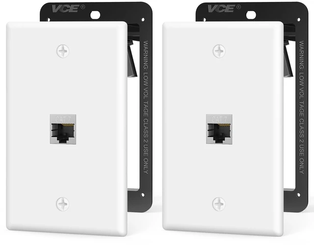 Main image of CAT7 Shielded Ethernet Wall Plate 10Gbps with Bracket, Silver 2-Pack UL Listed for Safety, 10Gbps Shielded Keystone Coupler, Bracket with Alignment Holes for Easy Installation, PoE Support