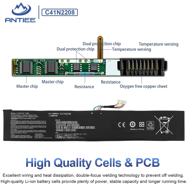 Alt view image 5 of 7 - C41N2208 74Wh Laptop Battery Replacement for ASUS ROG Ally (2023) RC71L NR2301L Gaming Handheld Series RC71L-NH002W RC71L-NH019W RC71L-NH001W RC71L-NH005W RC71L-NH012W RC71L-NH008W 0B200-04350000