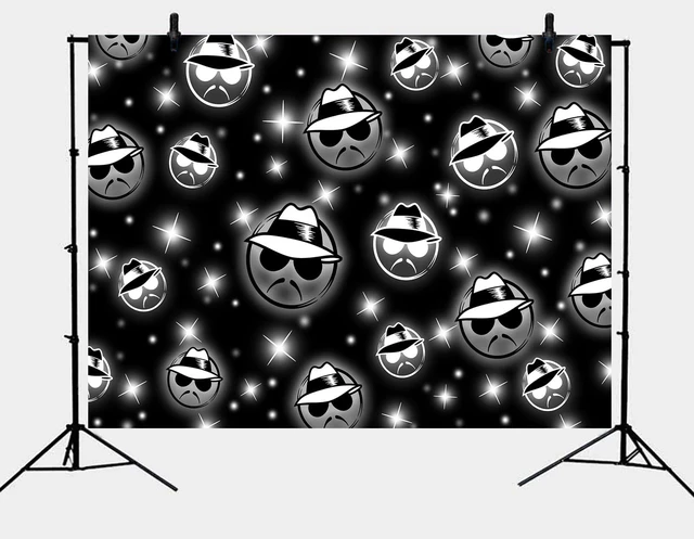 Alt view image 2 of 7 - Cholo Theme Backdrop Early 2000s Background 7x5FT Black Glitter Old School Photography Banner Kids Birthday Cholo Party Decoration Props (84x60 inch)