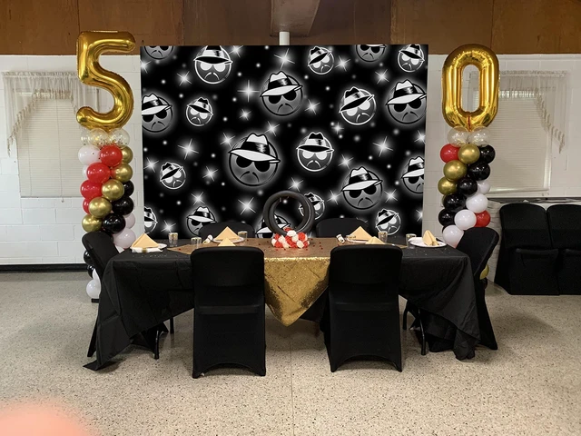 Alt view image 3 of 7 - Cholo Theme Backdrop Early 2000s Background 7x5FT Black Glitter Old School Photography Banner Kids Birthday Cholo Party Decoration Props (84x60 inch)
