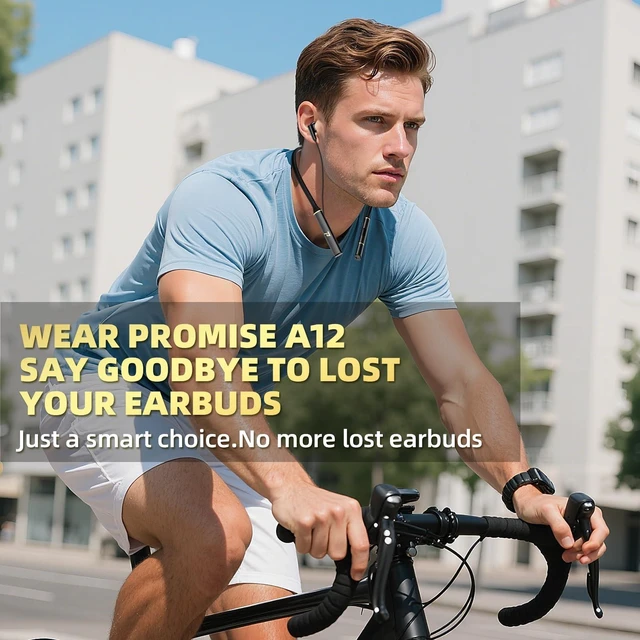 Alt view image 6 of 7 - A12 Neckband Bluetooth Earbuds with Built-in Type-C Charging Adapter,60H Playtime Fast Charging Wireless Headphones,3 EQ Audio Modes, Clear Call Mic(Not ANC)Magnetic Around-The-Neck Fit(Gold)