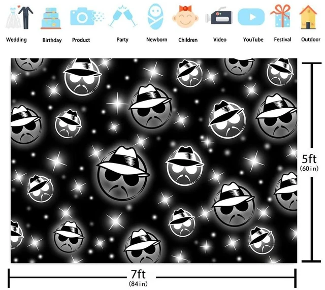 Alt view image 6 of 7 - Cholo Theme Backdrop Early 2000s Background 7x5FT Black Glitter Old School Photography Banner Kids Birthday Cholo Party Decoration Props (84x60 inch)