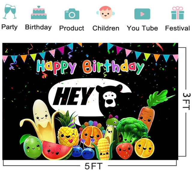 Alt view image 2 of 2 - Fruit Backdrop for Hey Bear Sensory Fruit Birthday Party Supplies 59x38in Fruit Banner for Baby Shower Birthday Party Decoration