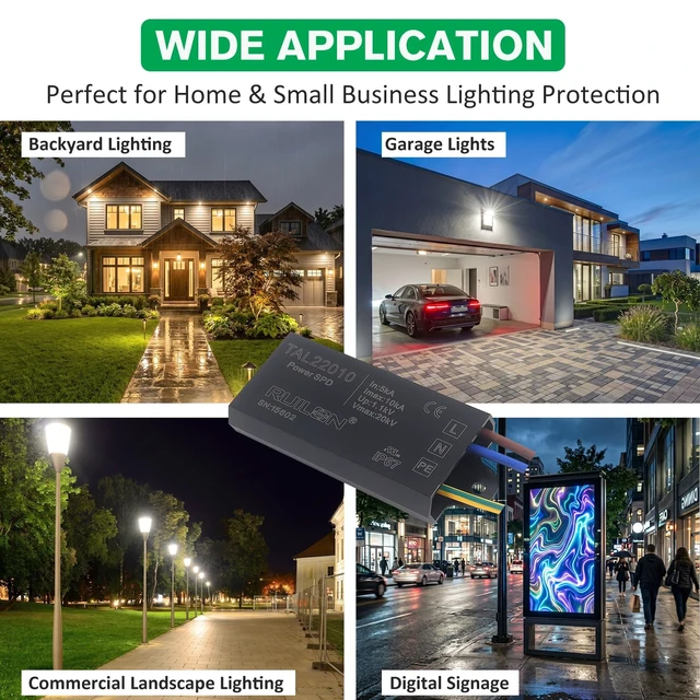Alt view image 3 of 7 - LED Surge Protective Device, 2 Pcs Power Surge Protector for Lightning Protection, Surge Arrester for Indoor and Outdoor Lighting(110-277 VAC)