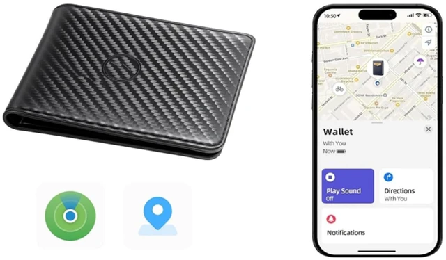 Main image of Smart Wallet for Men, Bulit-in Tracker Tag Works with Apple Find My(iOS Only), RFID Blocking, Rechargeable Wirelessly Wallet Tracker, Mens Wallets with GPS Tracker