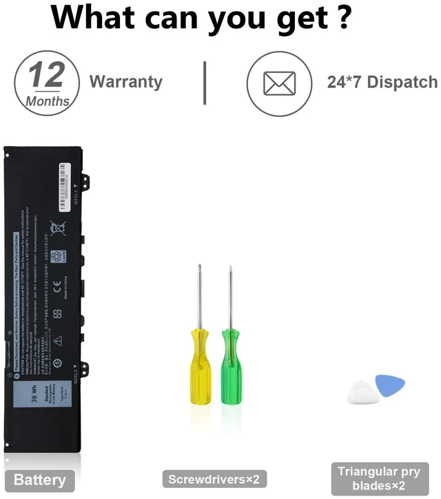 Alt view image 6 of 7 - F62G0 Laptop Battery Replacement for Dell Inspiron 13 7000 7373 7386 2-in-1 7370 7380 5370 P83G P87G P91G P83G001 P83G002 P91G001 P87G001 Vostro 13 5370 Series 39DY5 039DY5 RPJC3 0RPJC3(11.4V/38Wh)