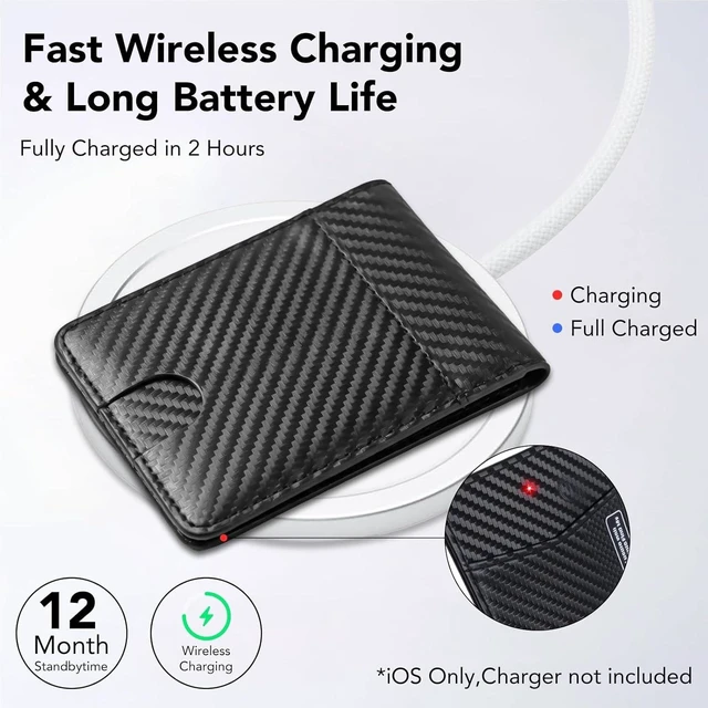 Alt view image 4 of 7 - Smart Wallet for Men, Bulit-in Tracker Tag Works with Apple Find My(iOS Only), RFID Blocking, Rechargeable Wirelessly Wallet Tracker, Mens Wallets with GPS Tracker