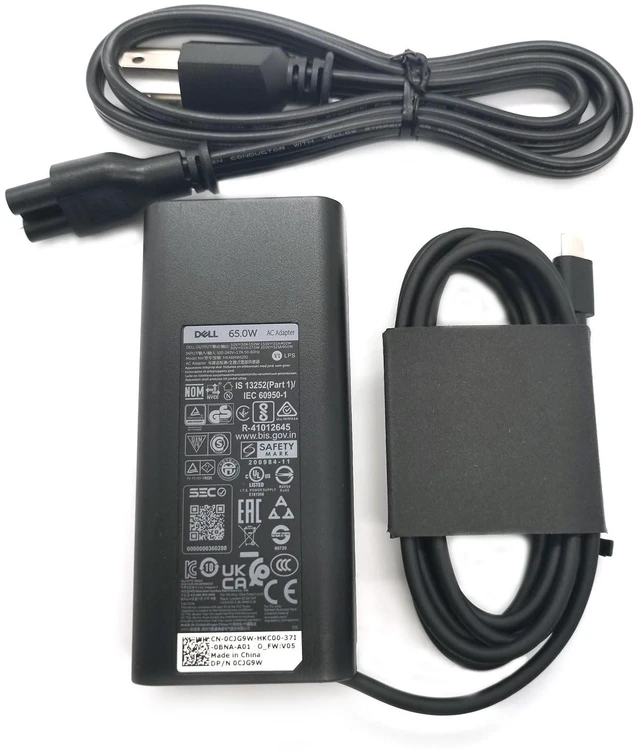 Alt view image 2 of 7 - Laptop Charger 65W USB-C,3.25A 20V AC Adapter with Power Cord Cable,0WMDHR 0VT148 0CJG9W 0T3JDJ 0723JG 0GJJYR 0FTTTJ 02WDR5 0T8W34, Black, HKA65NM200