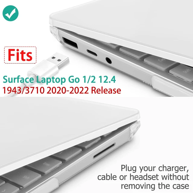 Alt view image 3 of 7 - Compatible with Microsoft Surface Laptop Go 3 Go 2 Go 1 12.4 Inch Model 1943 2013 (2023 2022 2020 Release), Plastic Hard Shell Case with Screen Protector + Keyboard Cover, Crystal Clear