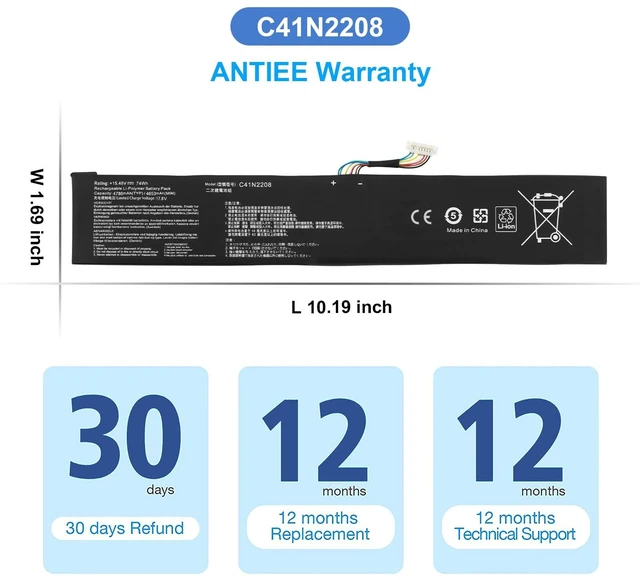 Alt view image 7 of 7 - C41N2208 74Wh Laptop Battery Replacement for ASUS ROG Ally (2023) RC71L NR2301L Gaming Handheld Series RC71L-NH002W RC71L-NH019W RC71L-NH001W RC71L-NH005W RC71L-NH012W RC71L-NH008W 0B200-04350000